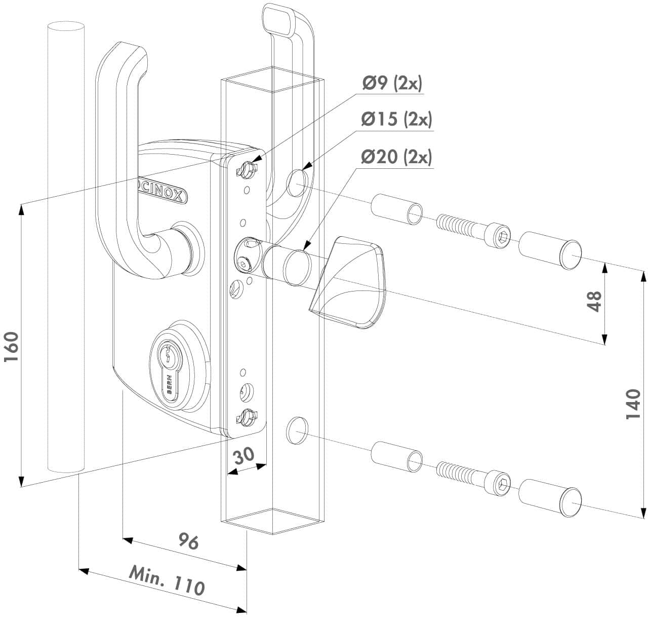SERRURE POUR PORTAIL COULISSANT LOCINOX LSKZ – Image 2